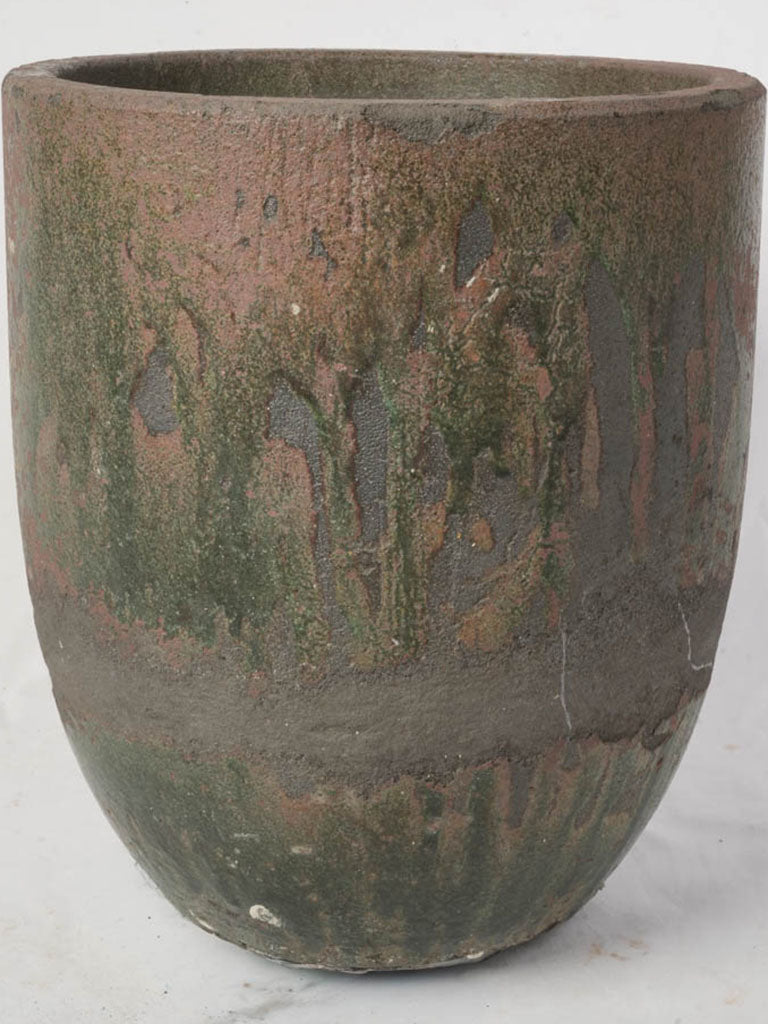 Large Mid 20th Century Industrial Crucible Planter w/ Mineral Heat Patina - 23¾"