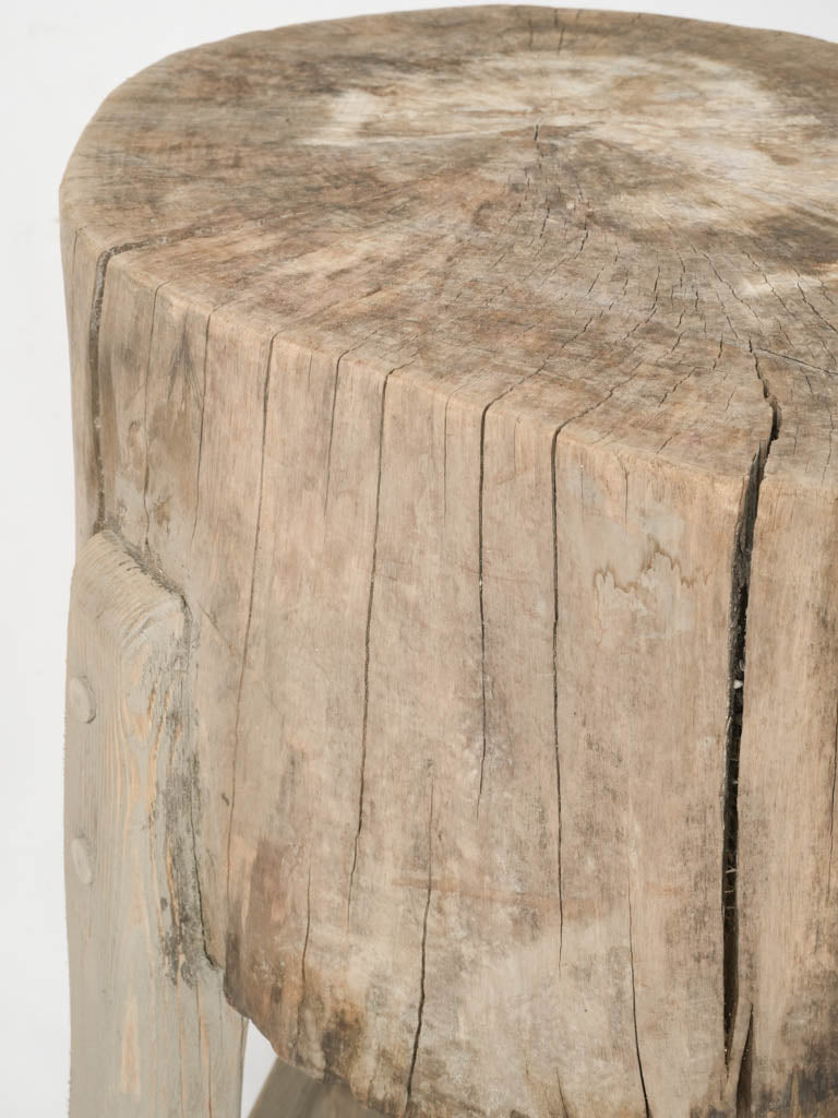 Distressed driftwood candle holder pedestal