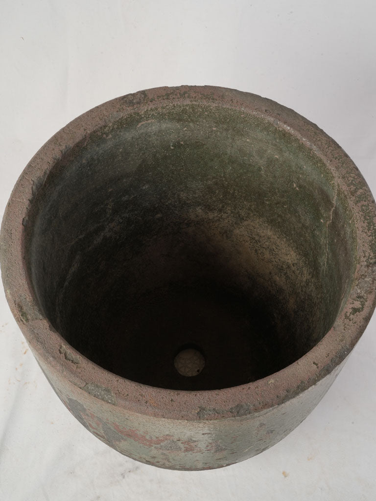 Large Mid 20th Century Industrial Crucible Planter w/ Mineral Heat Patina - 23¾"