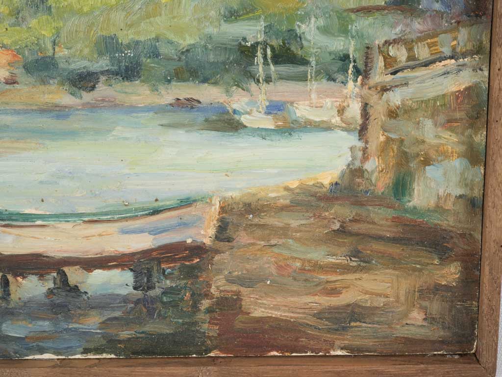 1960s French Coastal Scene Oil Painting By Victor Ferreri - 15¾" x 19"