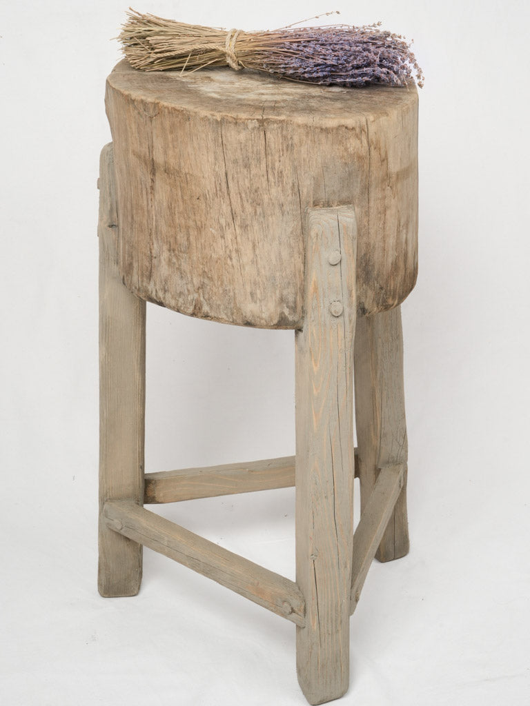 Aged driftwood sculpture display pedestal