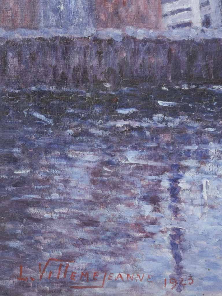 Atmospheric reflective stone bridge.