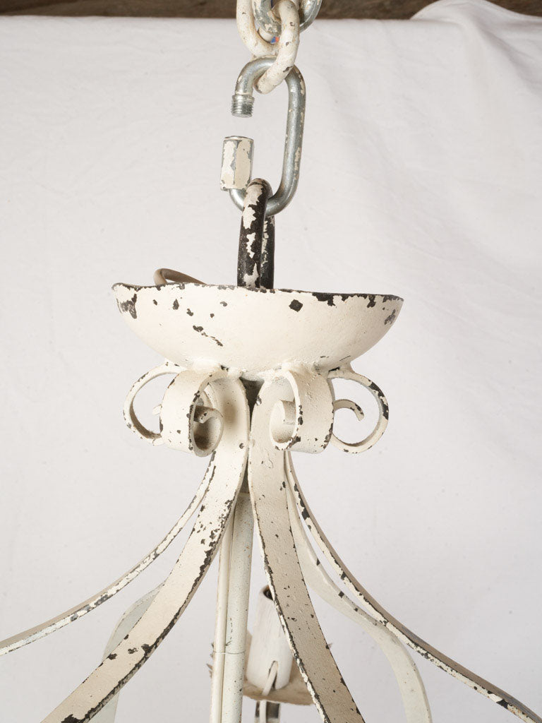 Mid-20th-Century White-Painted Wrought Iron Chandelier w/ 12 Lights - 37½"