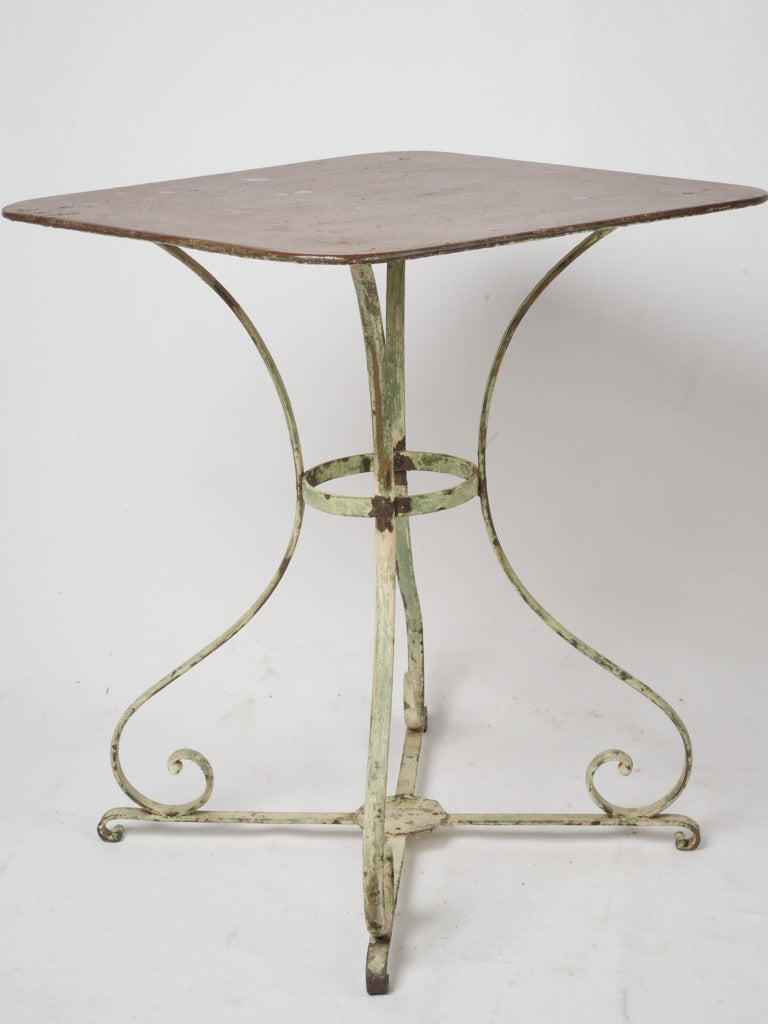 Rustic brown-finished iron terrace table