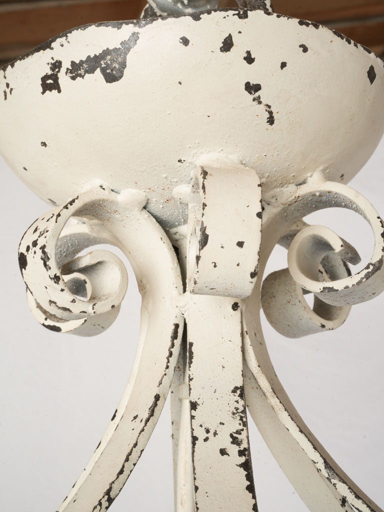 Mid-20th-Century White-Painted Wrought Iron Chandelier w/ 12 Lights - 37½"
