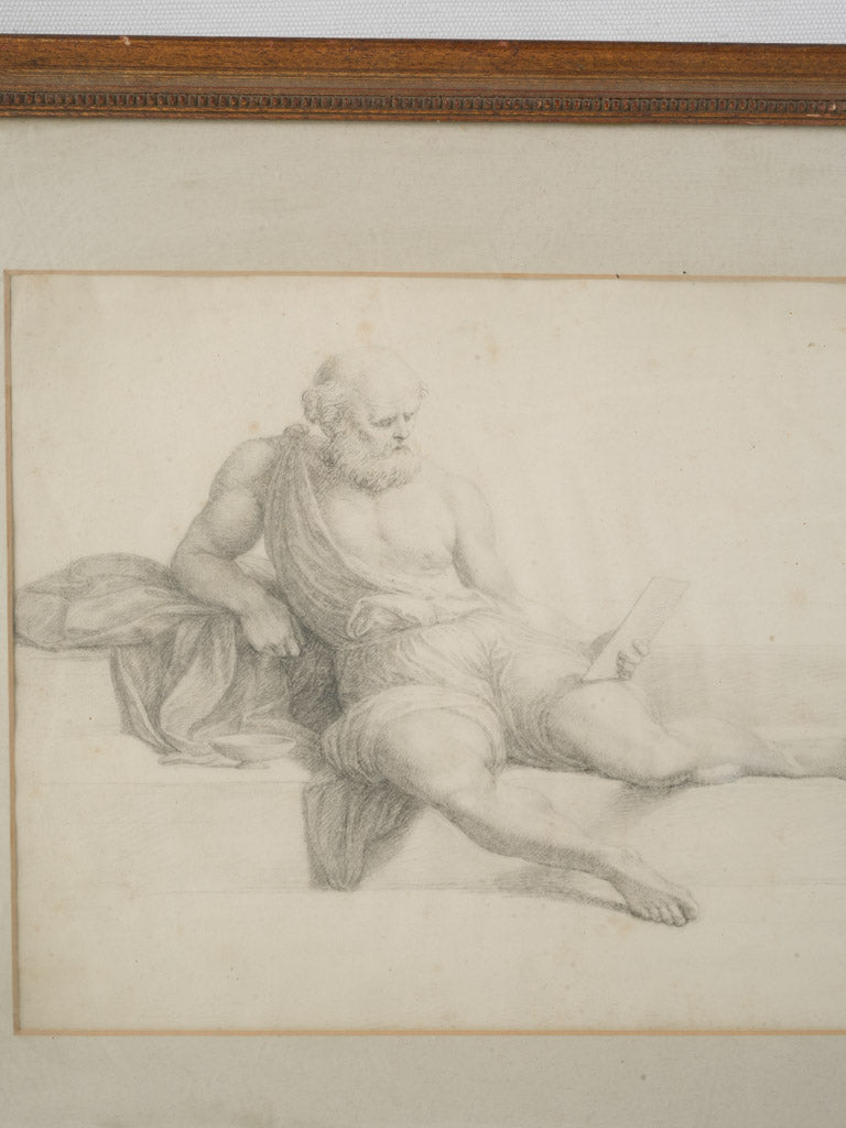 Framed Graphite Drawing of Socrates Late 19th or Early 20th Century - 20¾" x 16½"