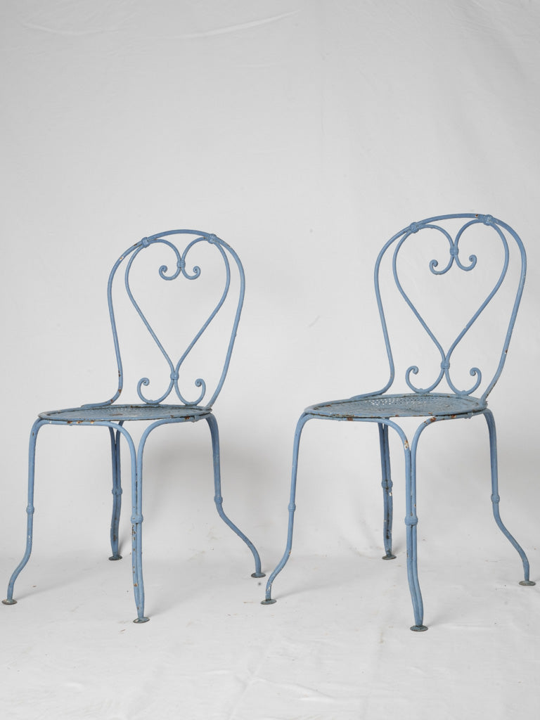Shabby-chic French blue garden chairs