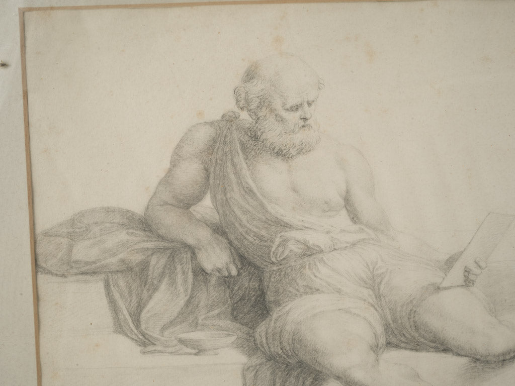 Framed Graphite Drawing of Socrates Late 19th or Early 20th Century - 20¾" x 16½"