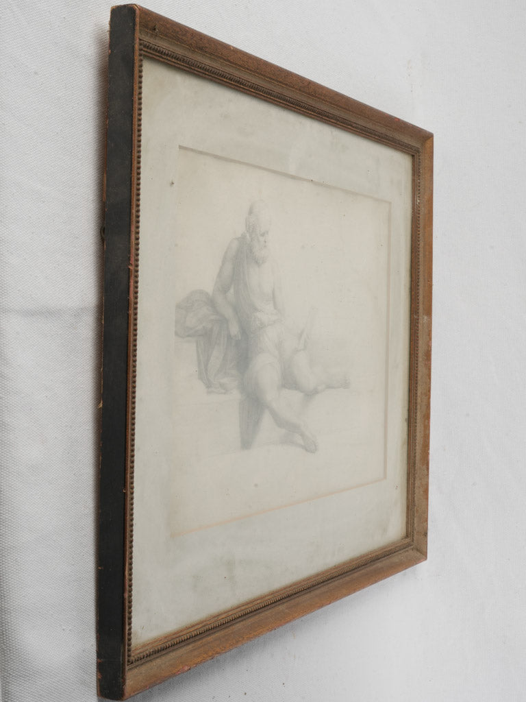 Framed Graphite Drawing of Socrates Late 19th or Early 20th Century - 20¾" x 16½"
