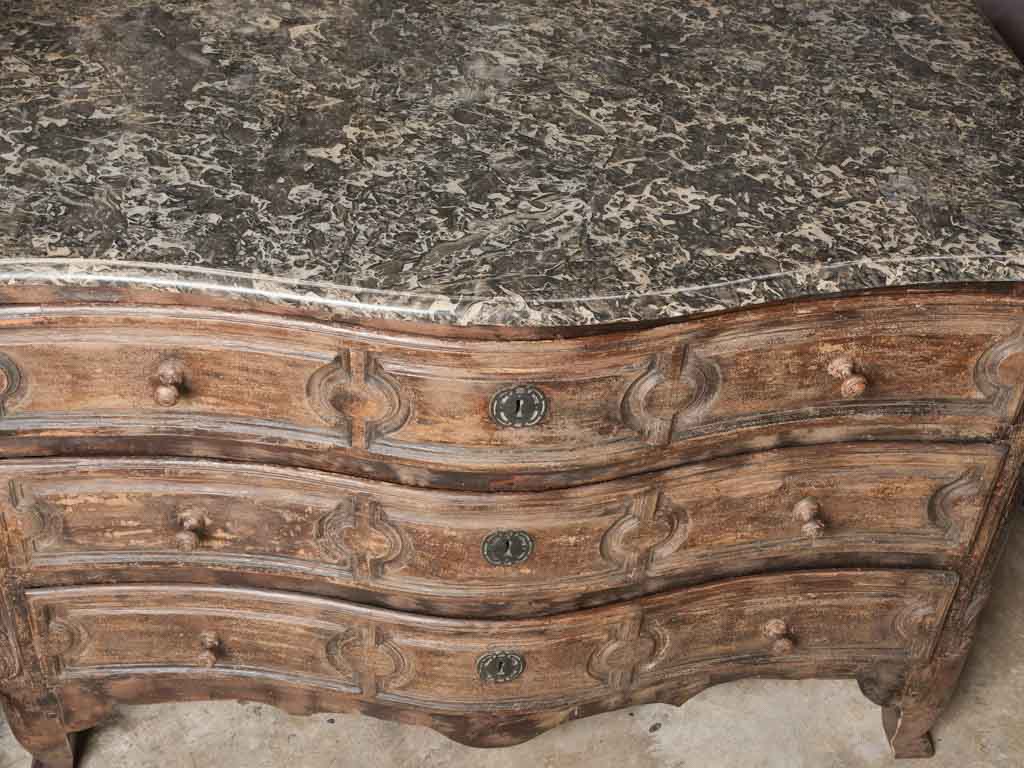 Refined Louis XV marble top commode