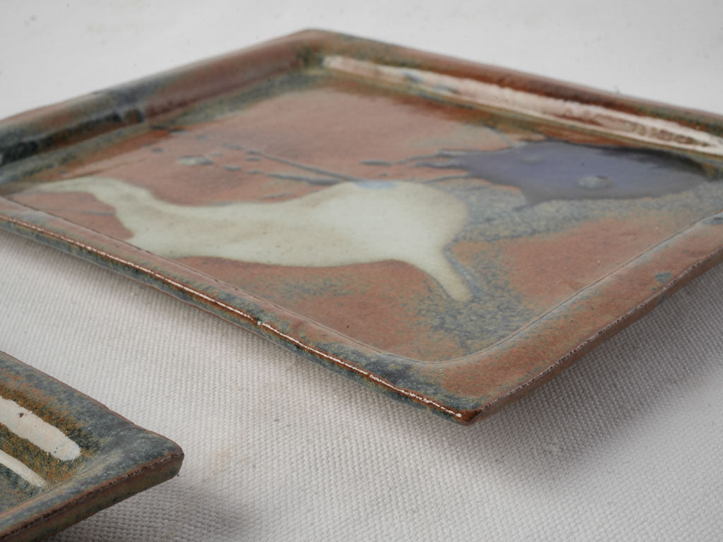 Abstract composition stoneware trays  