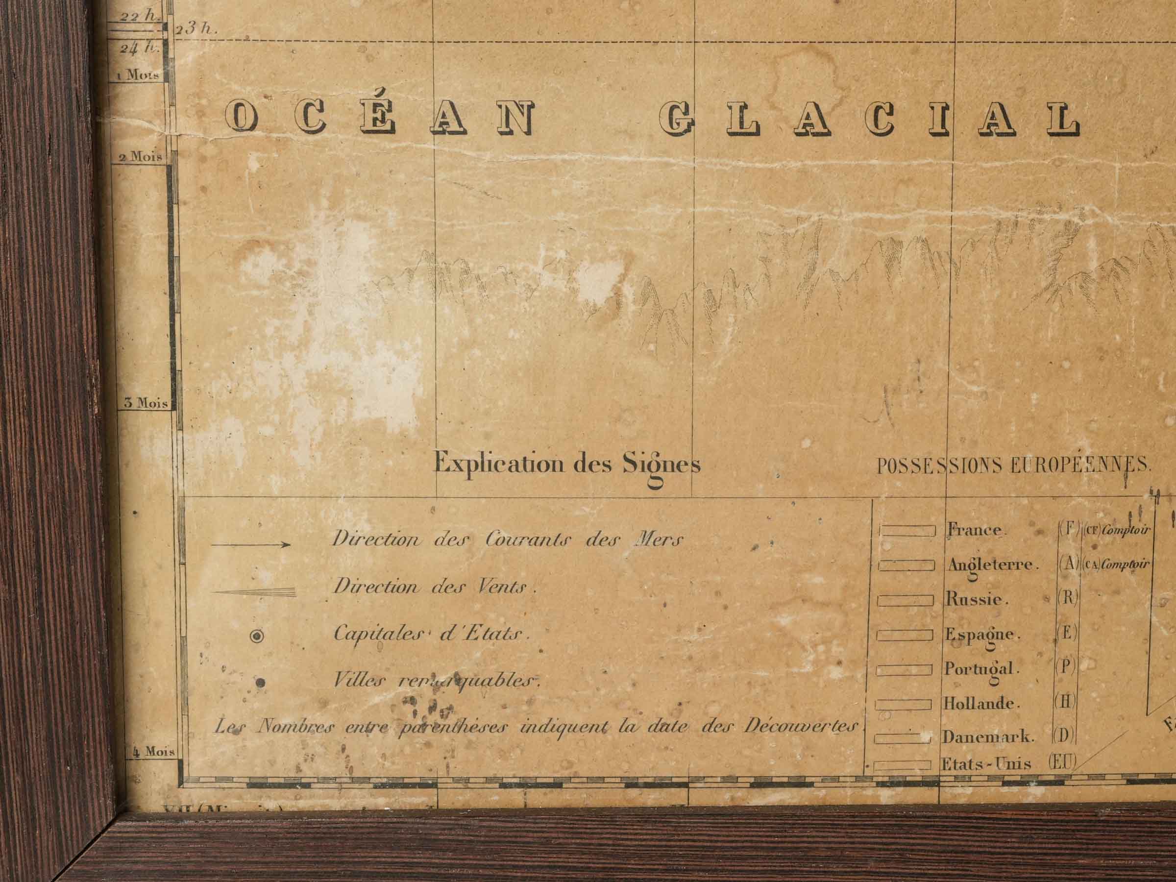 Historical faded sepia wall map