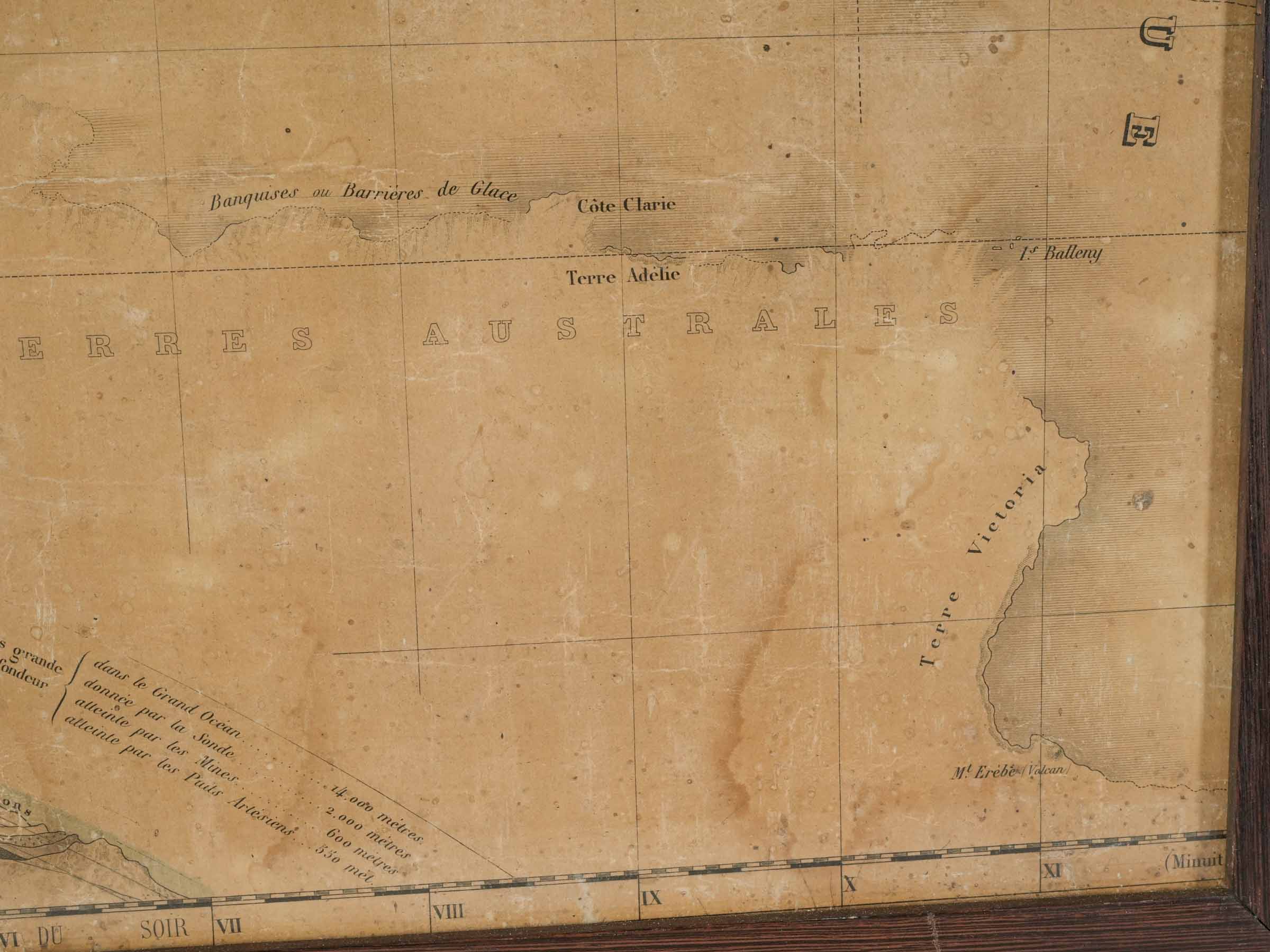 Beautifully timeworn wood-framed map