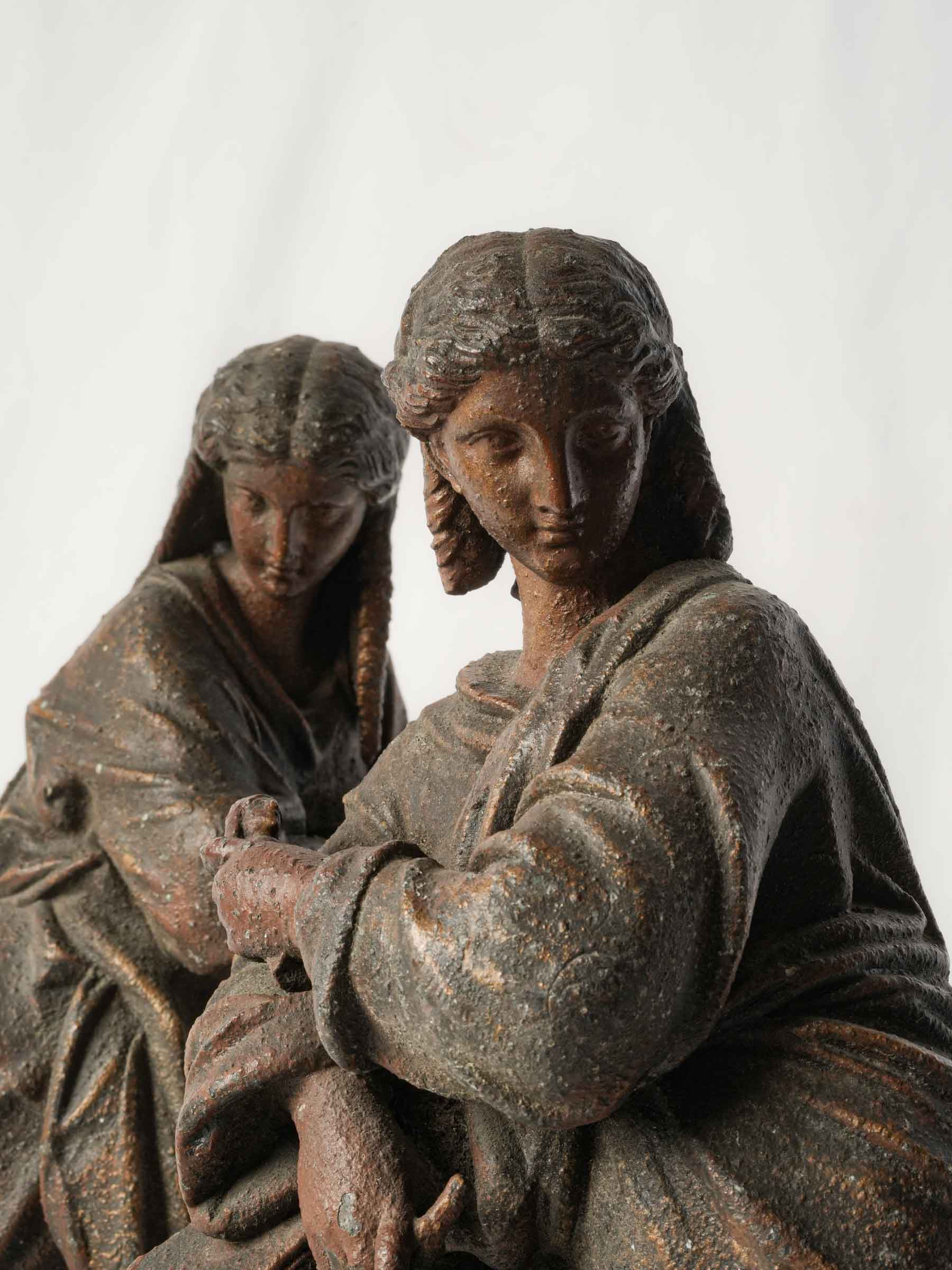 Pair of 19th-Century French Neoclassical Patinated Metal Figures of the Muses - 15¾"