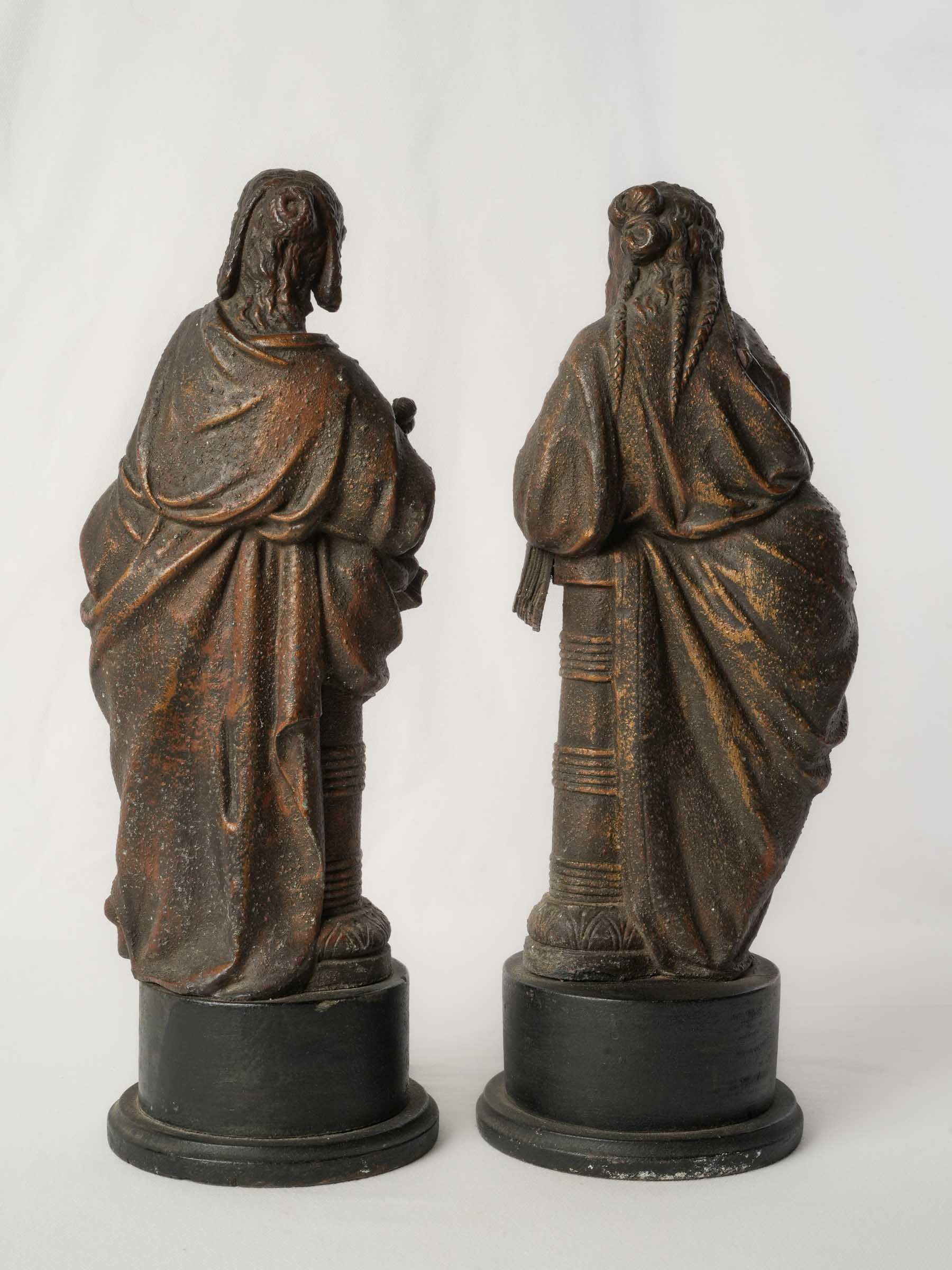 Pair of 19th-Century French Neoclassical Patinated Metal Figures of the Muses - 15¾"