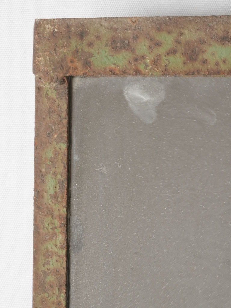 Vintage French patina metal wall mirror