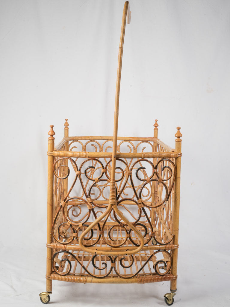 Mid-century sculptural rattan cradle  