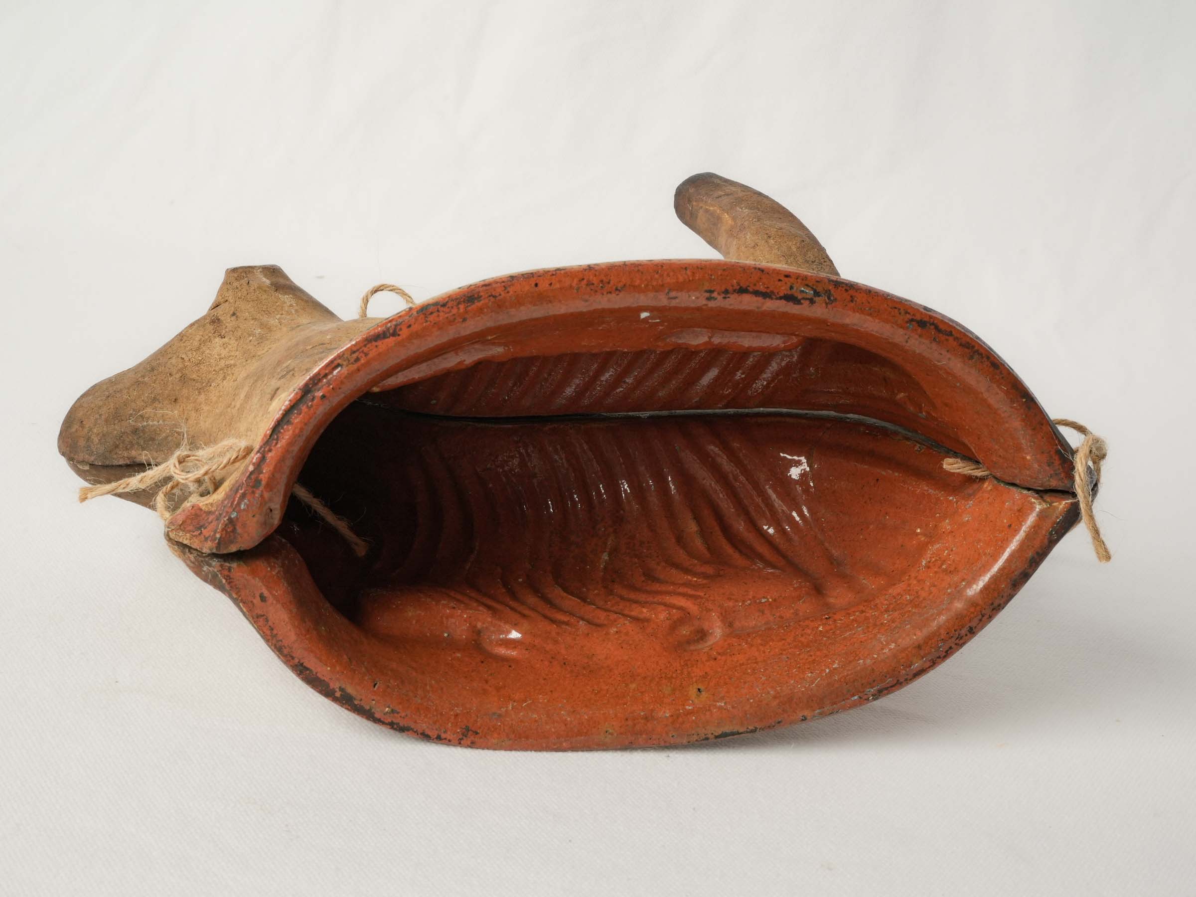 Antique Alsatian Terracotta Easter Lamb Cake Mold, Early 20th Century - 6¾"x 11¾"
