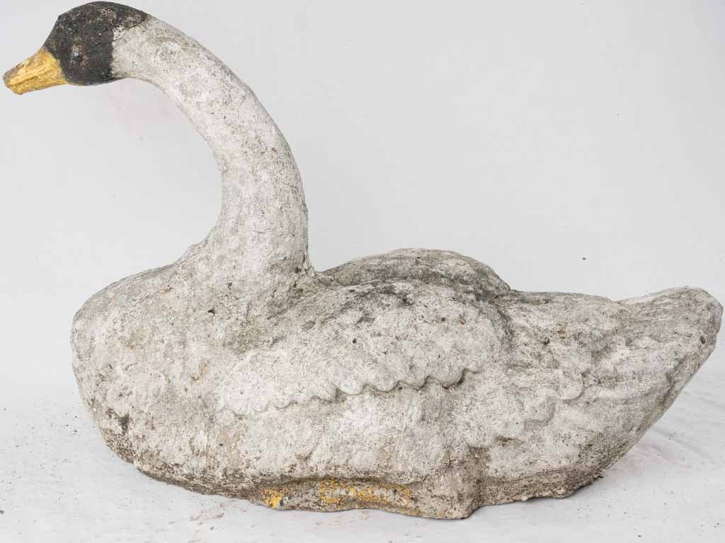 Large early 20th century garden sculpture of a swan 33½"