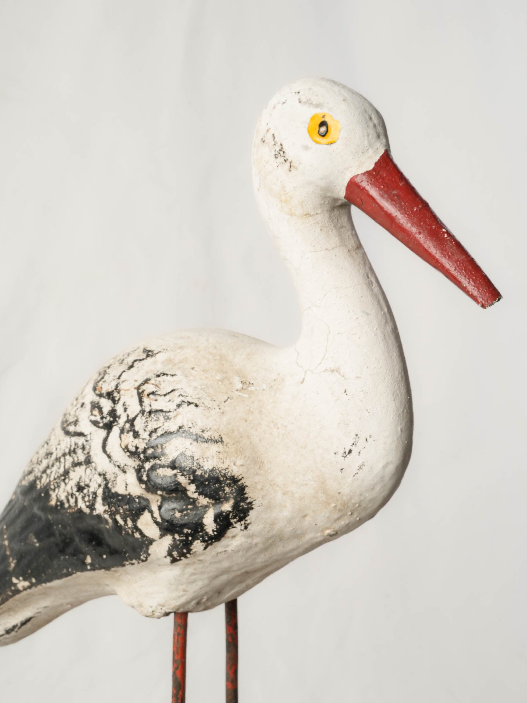1960s French Painted Concrete Stork Garden Ornament - 19¾"
