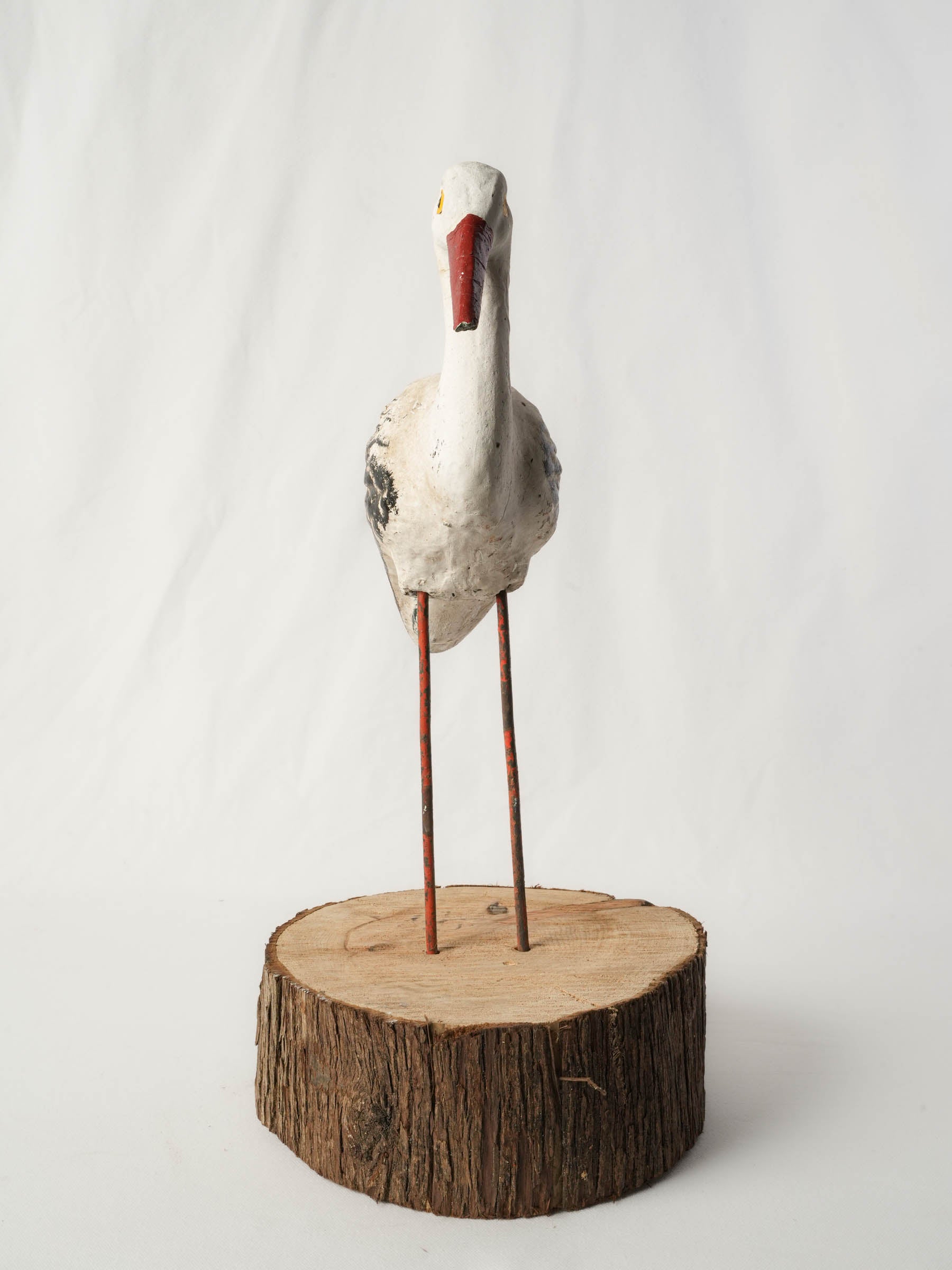 1960s French Painted Concrete Stork Garden Ornament - 19¾"