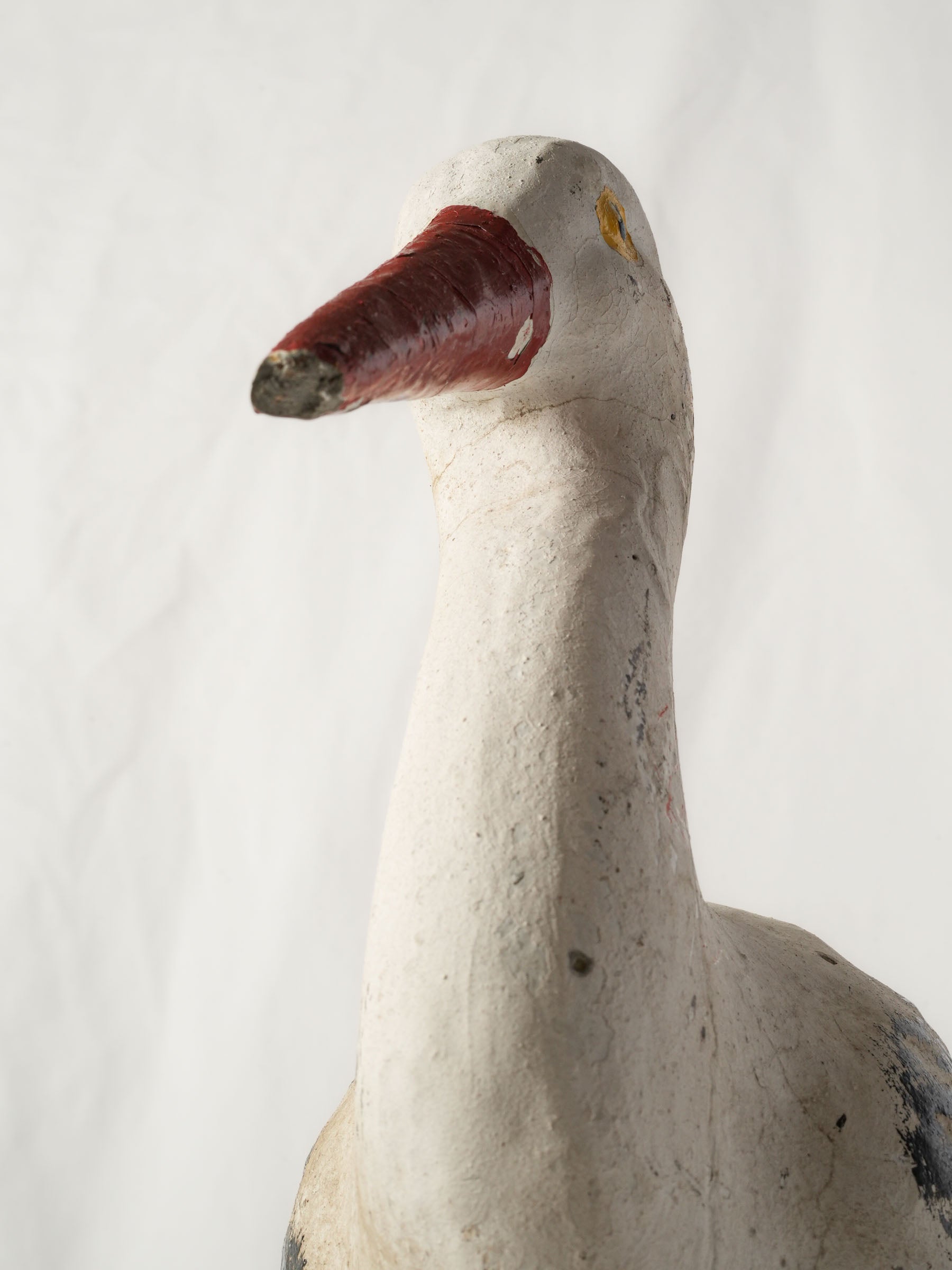 1960s French Painted Concrete Stork Garden Ornament - 19¾"