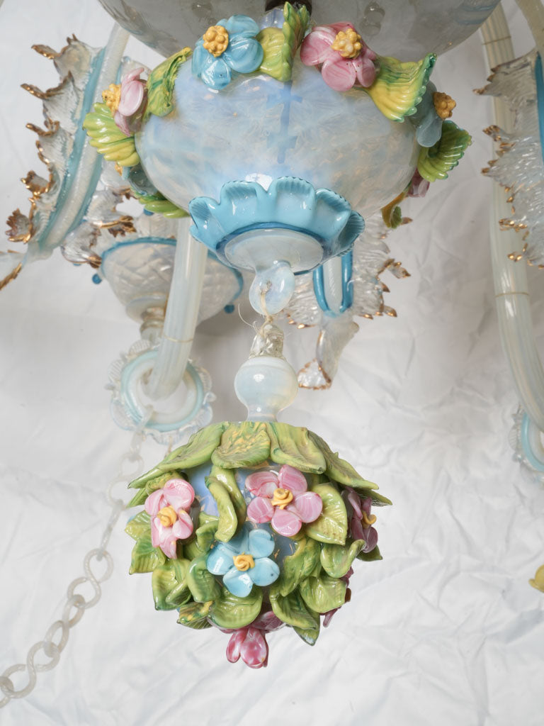 Elegant blue-adorned Venetian chandelier