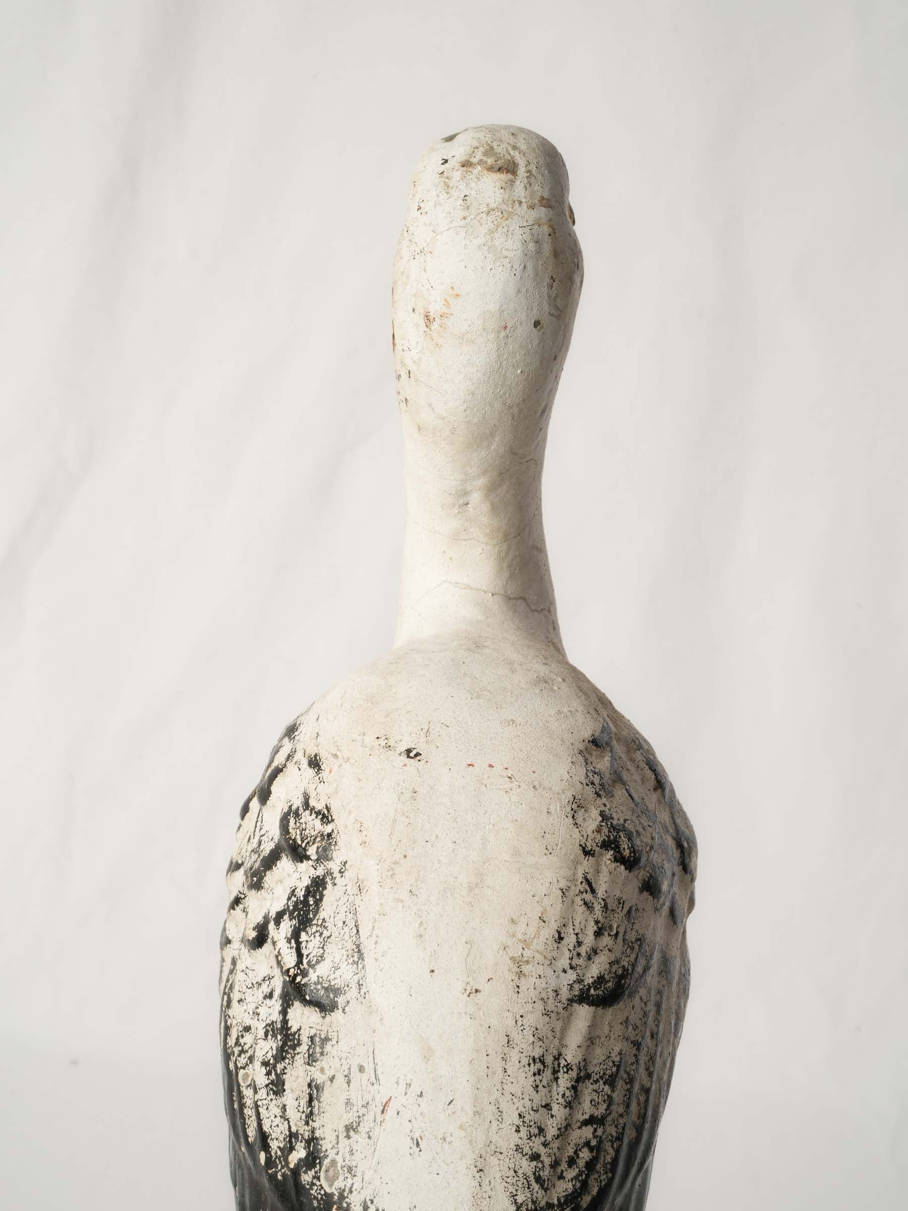 1960s French Painted Concrete Stork Garden Ornament - 19¾"
