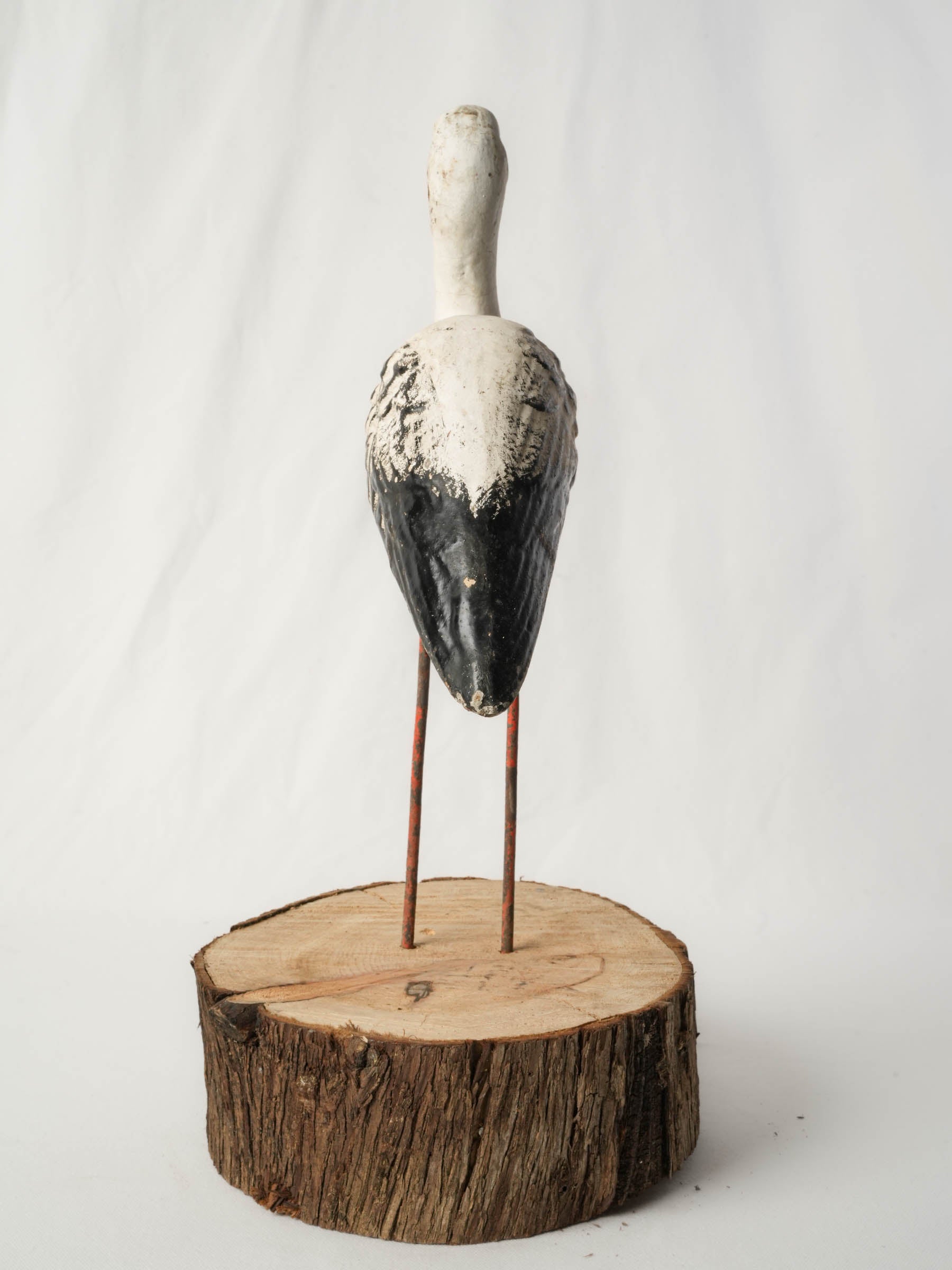 1960s French Painted Concrete Stork Garden Ornament - 19¾"