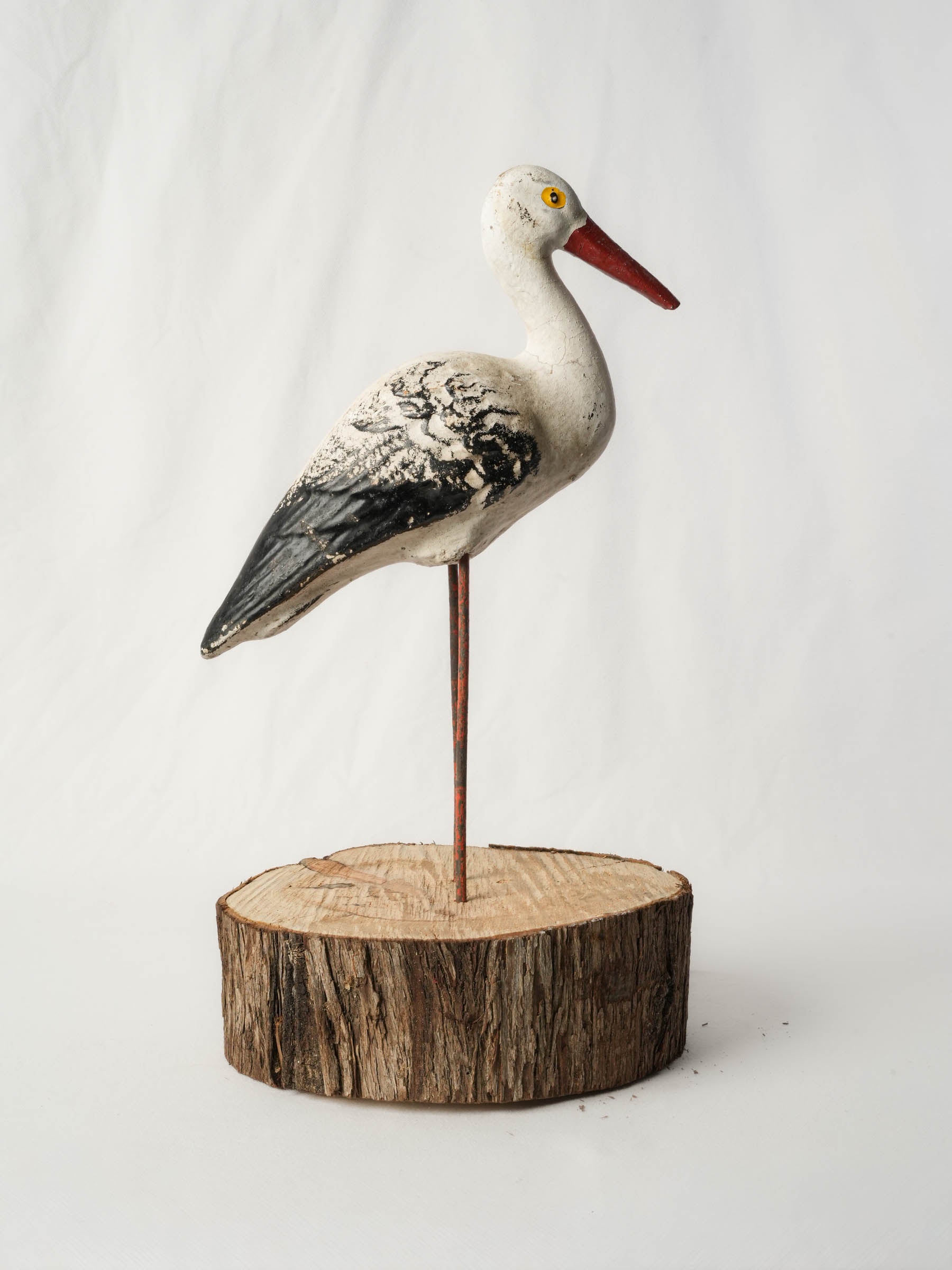1960s French Painted Concrete Stork Garden Ornament - 19¾"