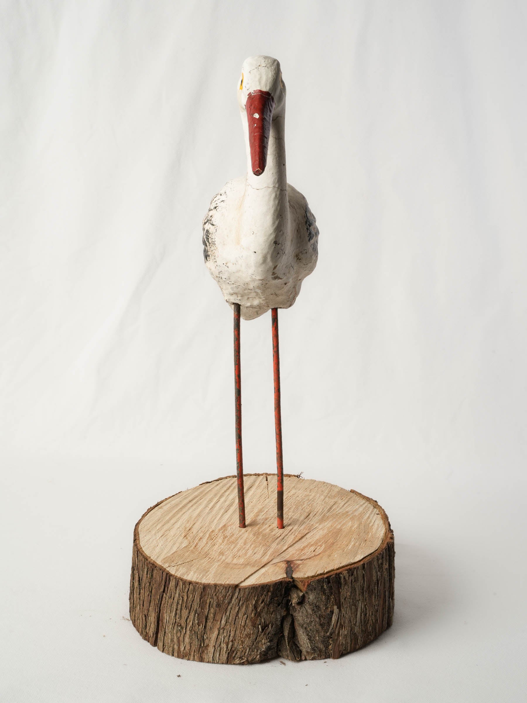 Vintage French Hand-Painted Concrete Garden Stork, 1960s - 19¾"