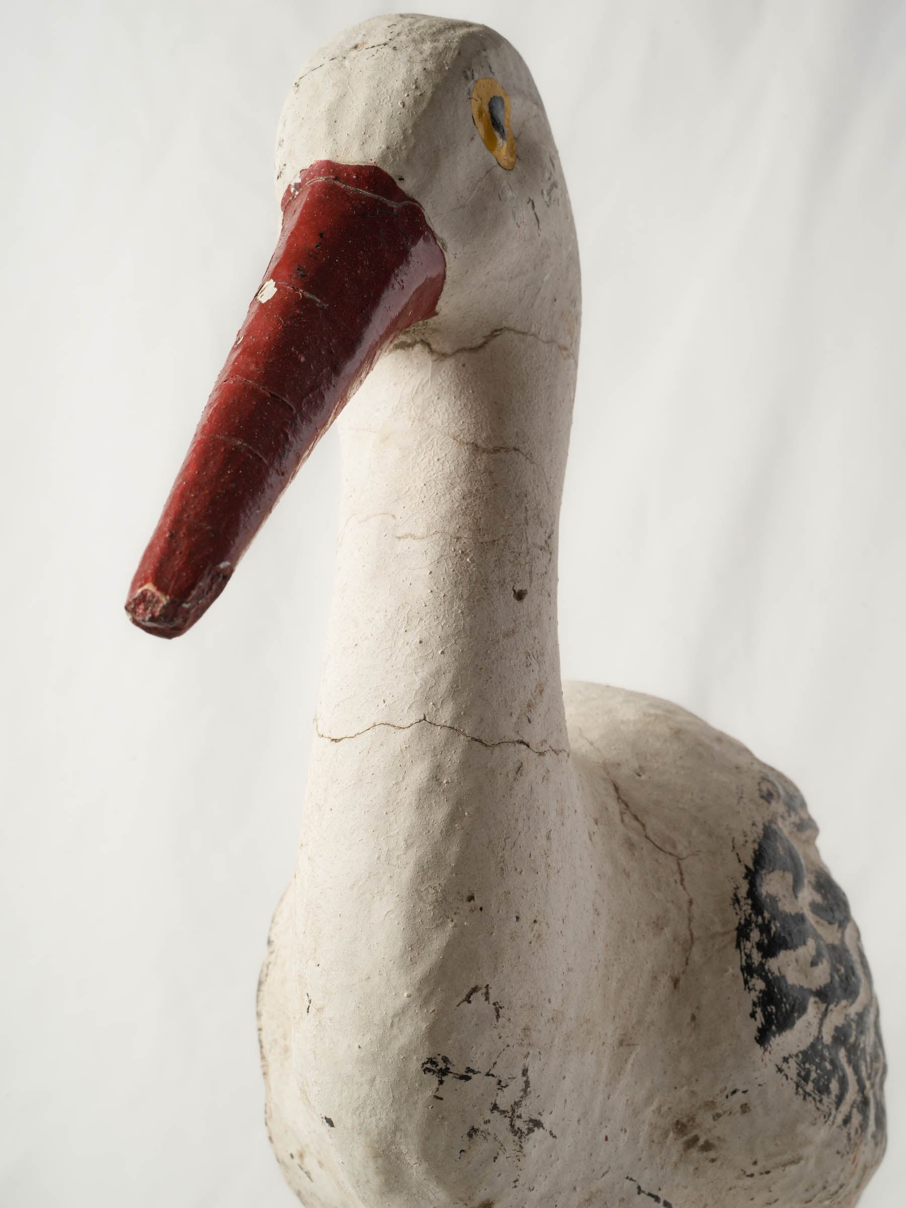Vintage French Hand-Painted Concrete Garden Stork, 1960s - 19¾"