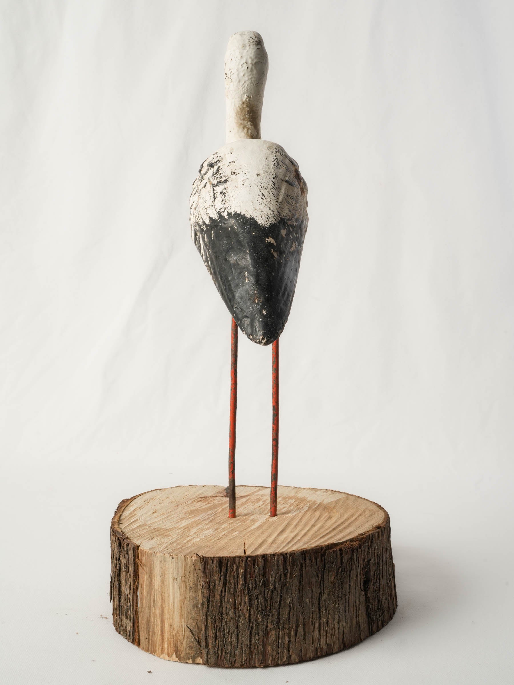 Vintage French Hand-Painted Concrete Garden Stork, 1960s - 19¾"
