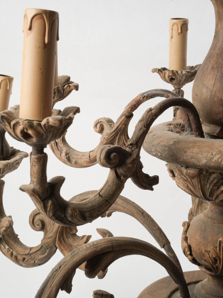 Weathered oak French style chandelier  