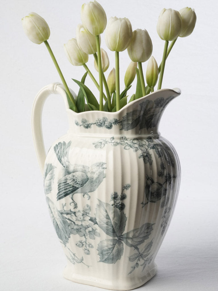Late 19th Century English Ceramic Wash Jug w/ Songbirds - 11¾"