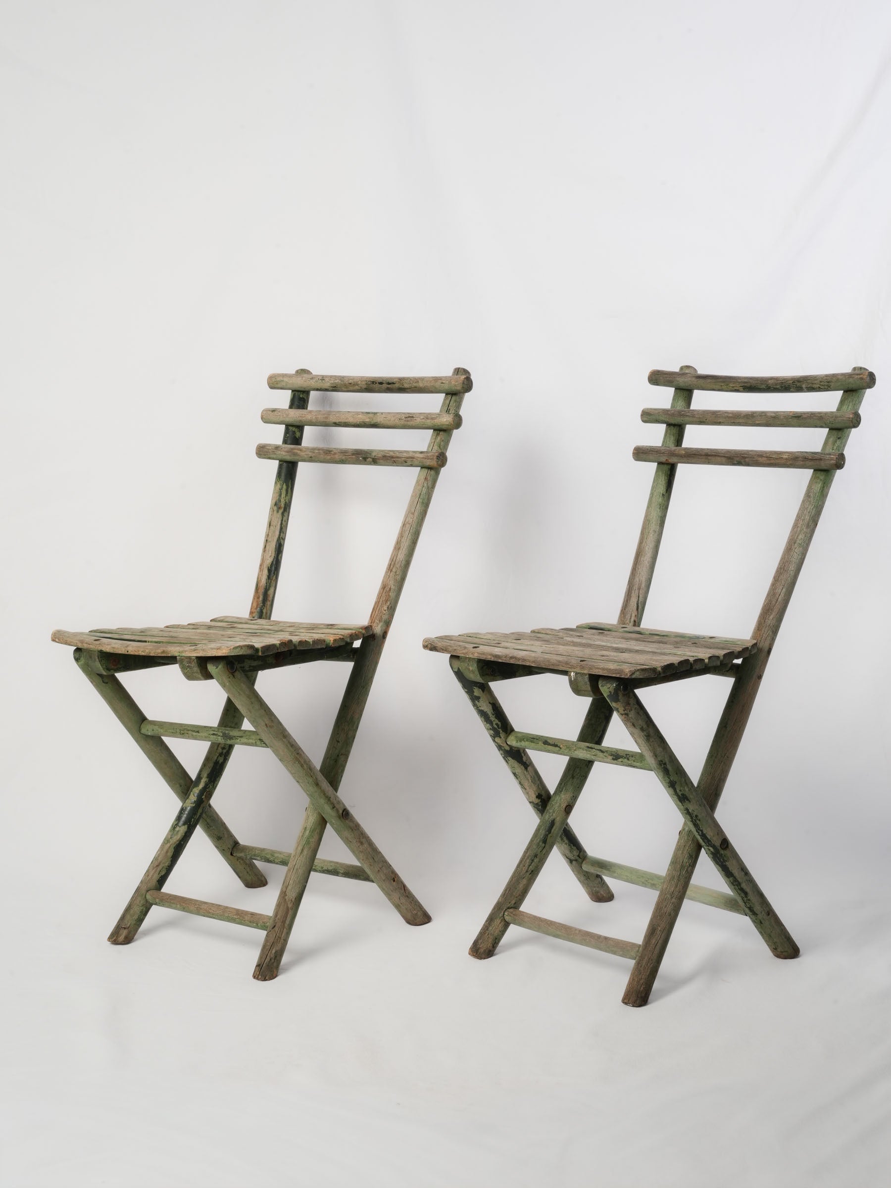 Antique wooden folding garden chairs  