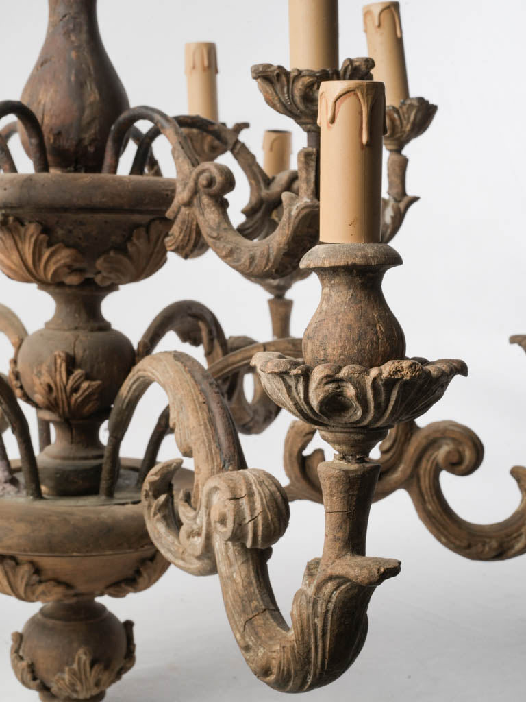 Classic oak chandelier with arms  