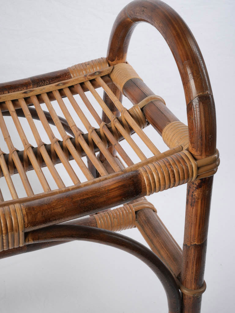 Light, natural texture bamboo bench
