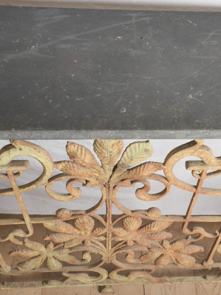 Sleek black stone topped console