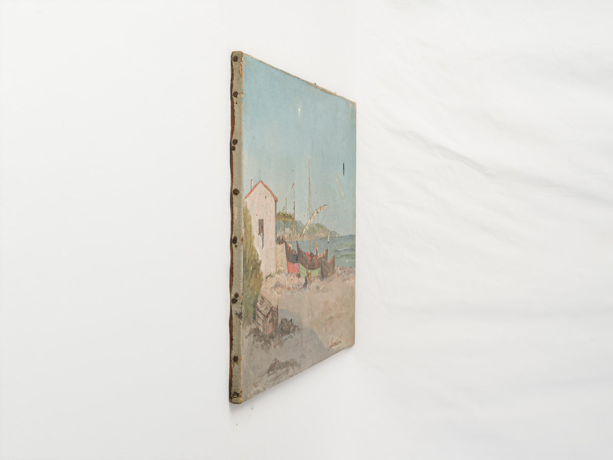 Antique French coastal artwork  