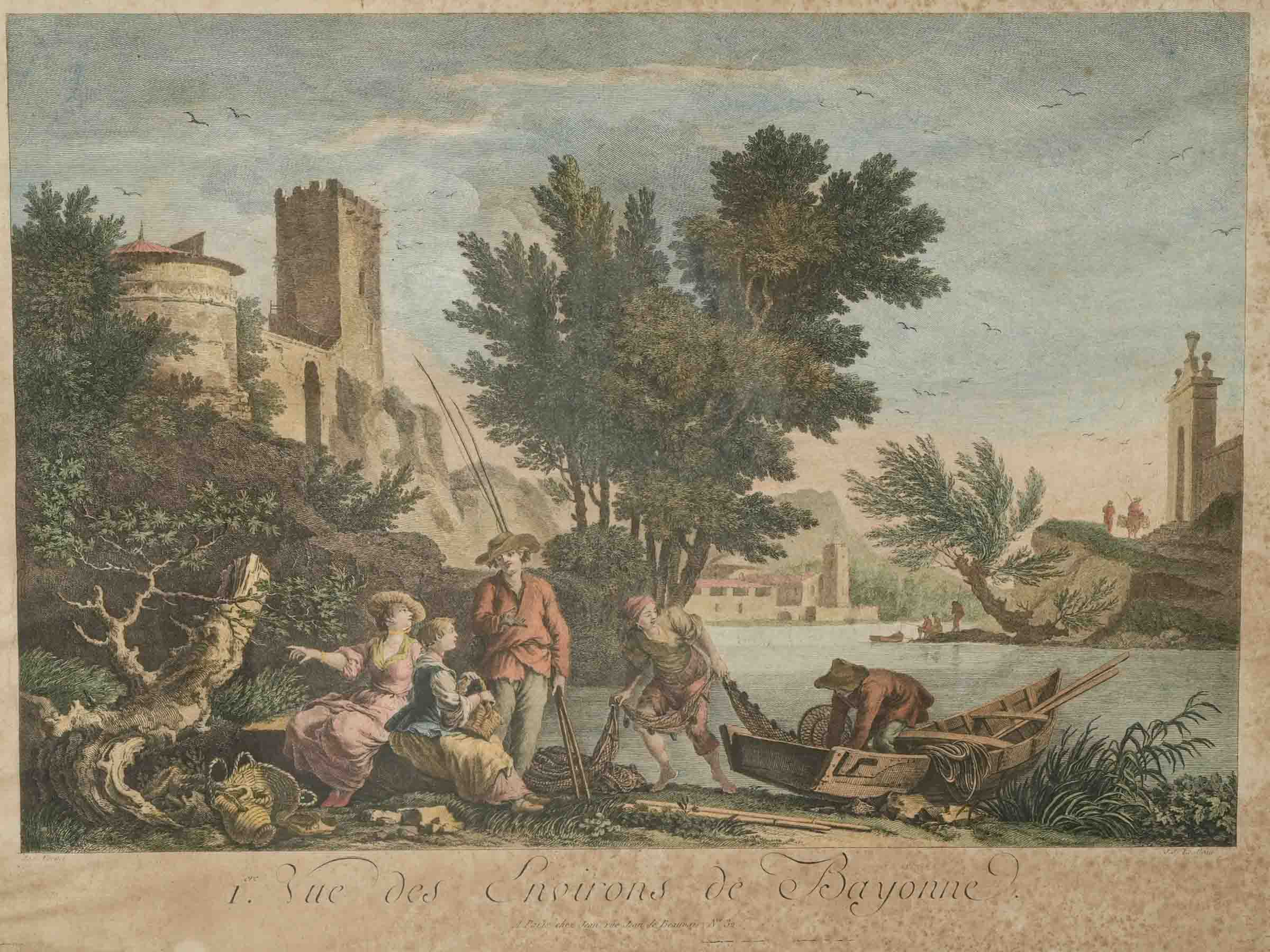 Pair of Framed French Hand-Colored Engravings after Claude Joseph Vernet, Late 18th Century - 16½" x 21¼"