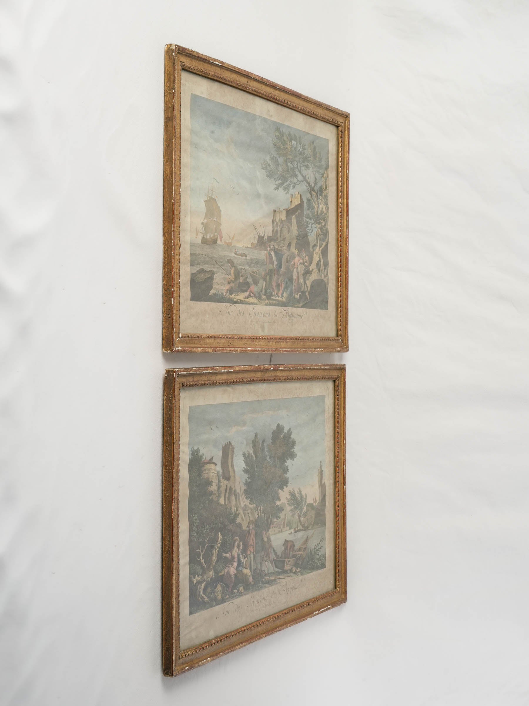 Pair of Framed French Hand-Colored Engravings after Claude Joseph Vernet, Late 18th Century - 16½" x 21¼"