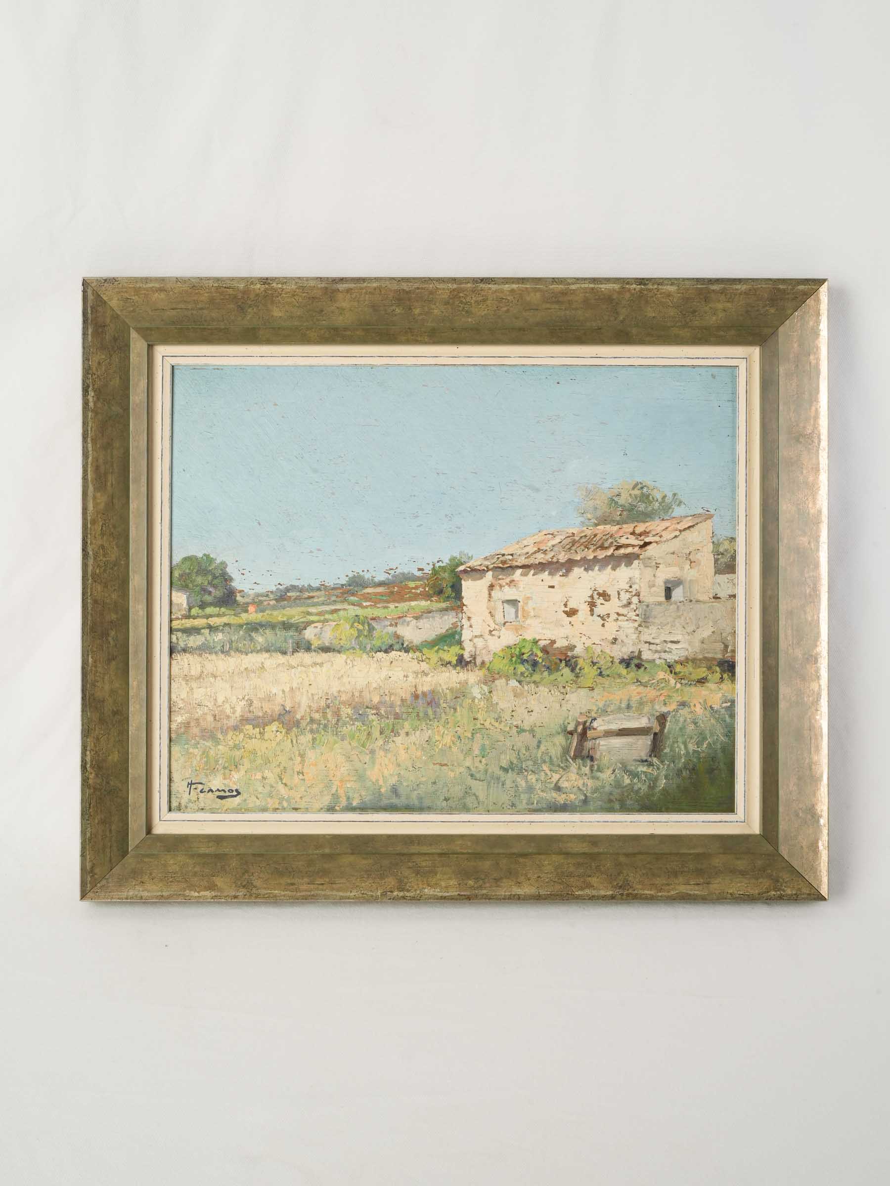 Mid-20th-Century French Oil on Panel -Provençal Landscape by Honoré Camos - 17¾" x 20½"
