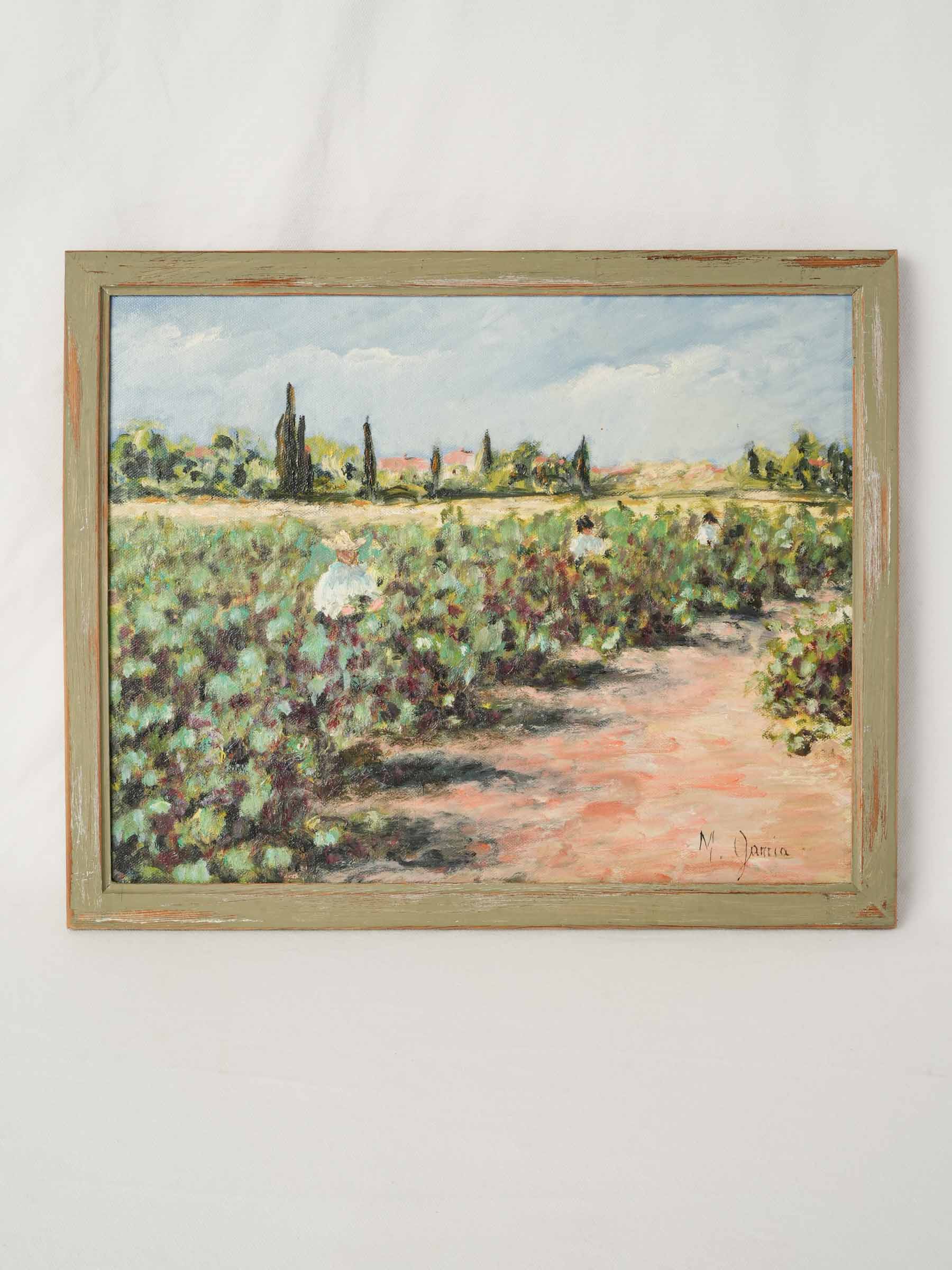 “Grape Harvest in the Languedoc” – Contemporary French Oil on Canvas - 14½" x 17¾"