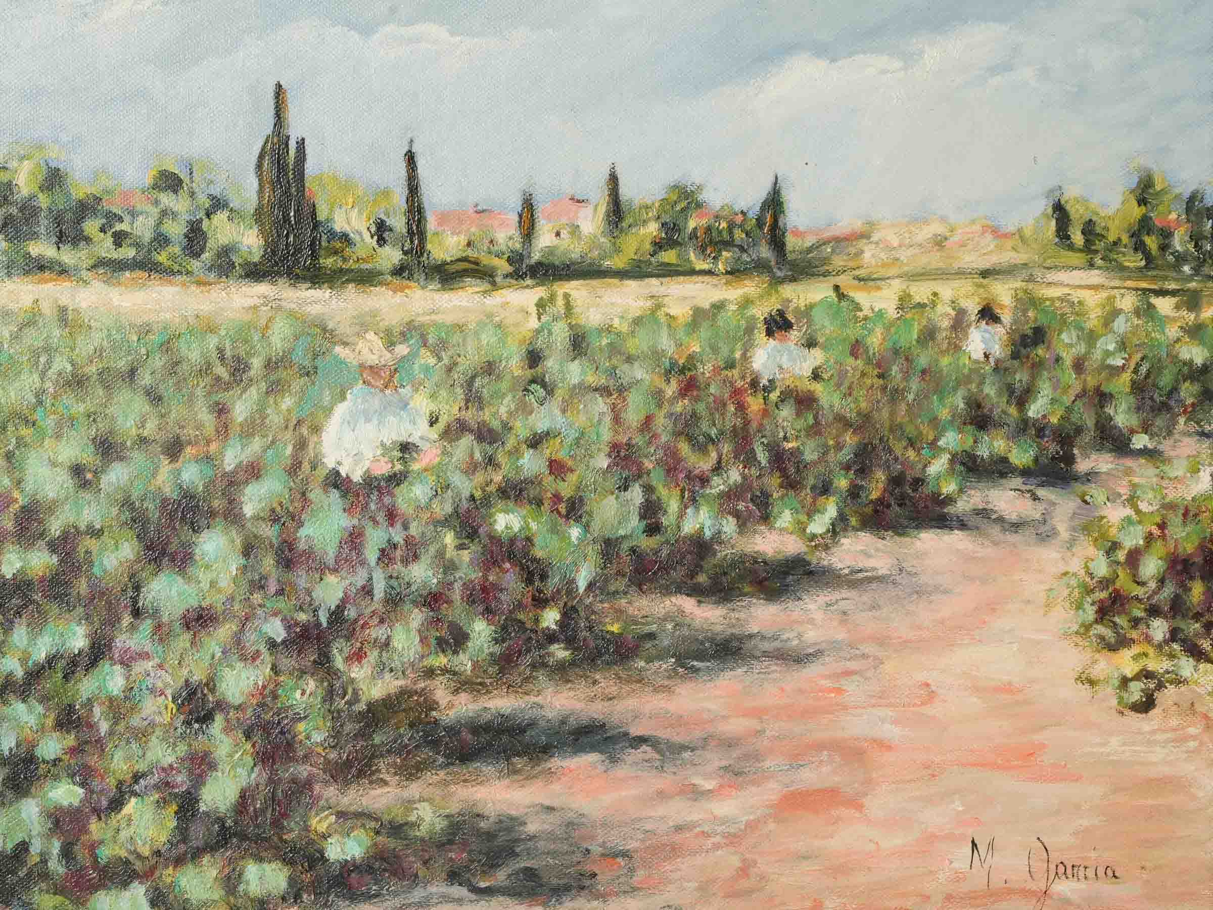 “Grape Harvest in the Languedoc” – Contemporary French Oil on Canvas - 14½" x 17¾"