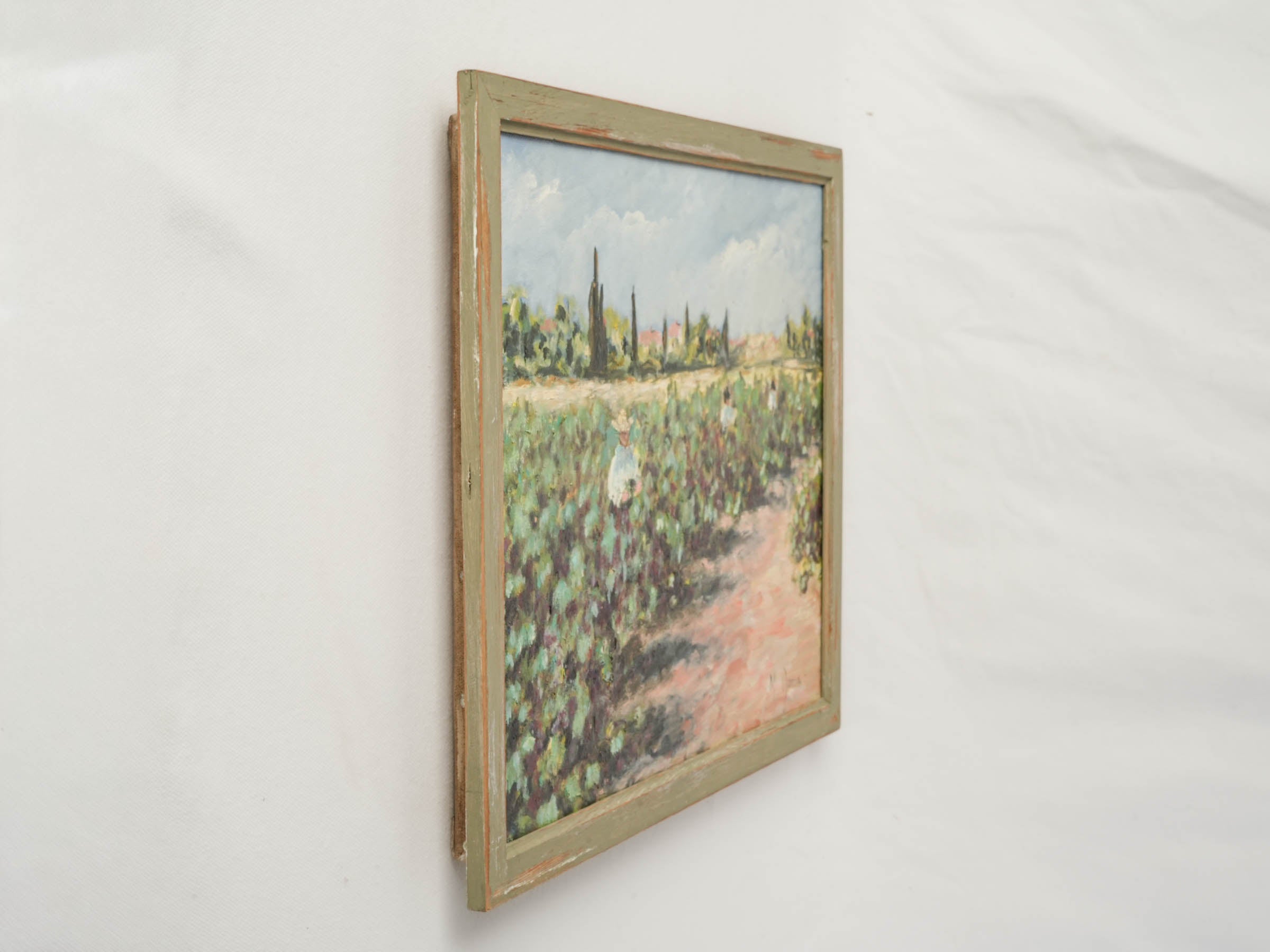 “Grape Harvest in the Languedoc” – Contemporary French Oil on Canvas - 14½" x 17¾"