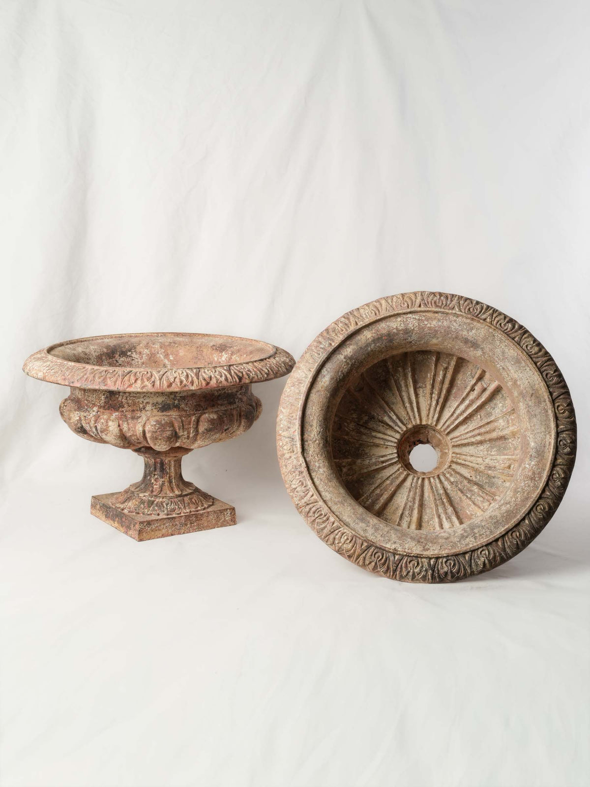Rustic French cast-iron urns