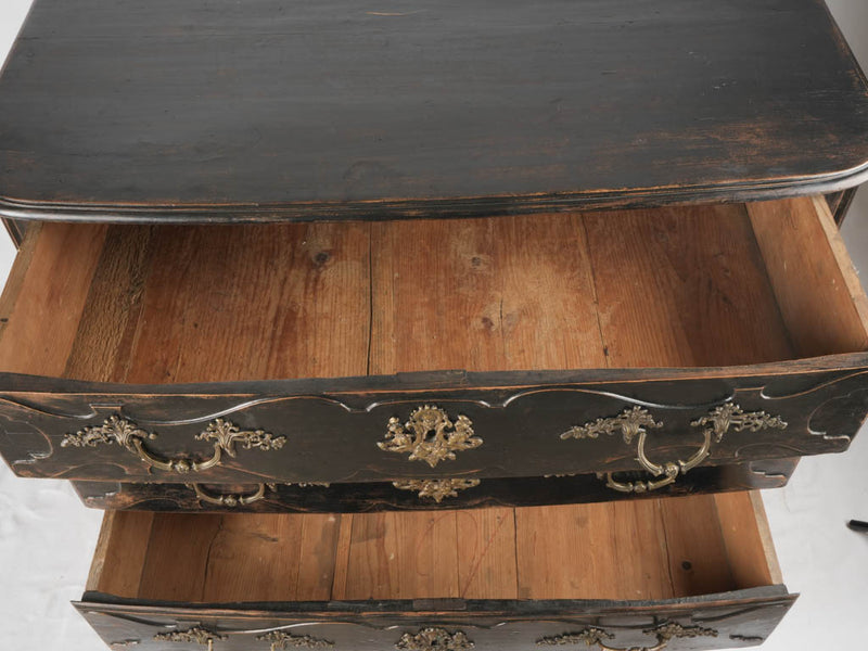 Louis XIV 3-drawer commode w/ black patina