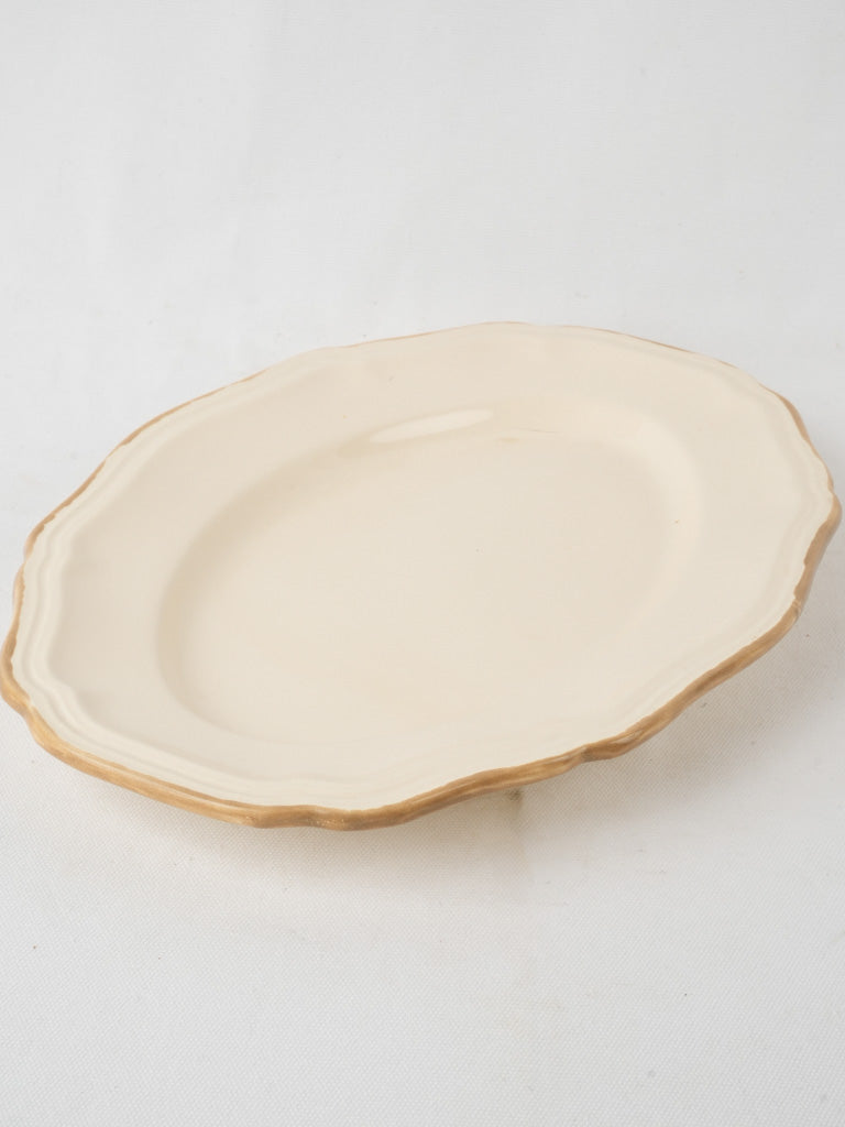 Vintage beige oval serving platter
