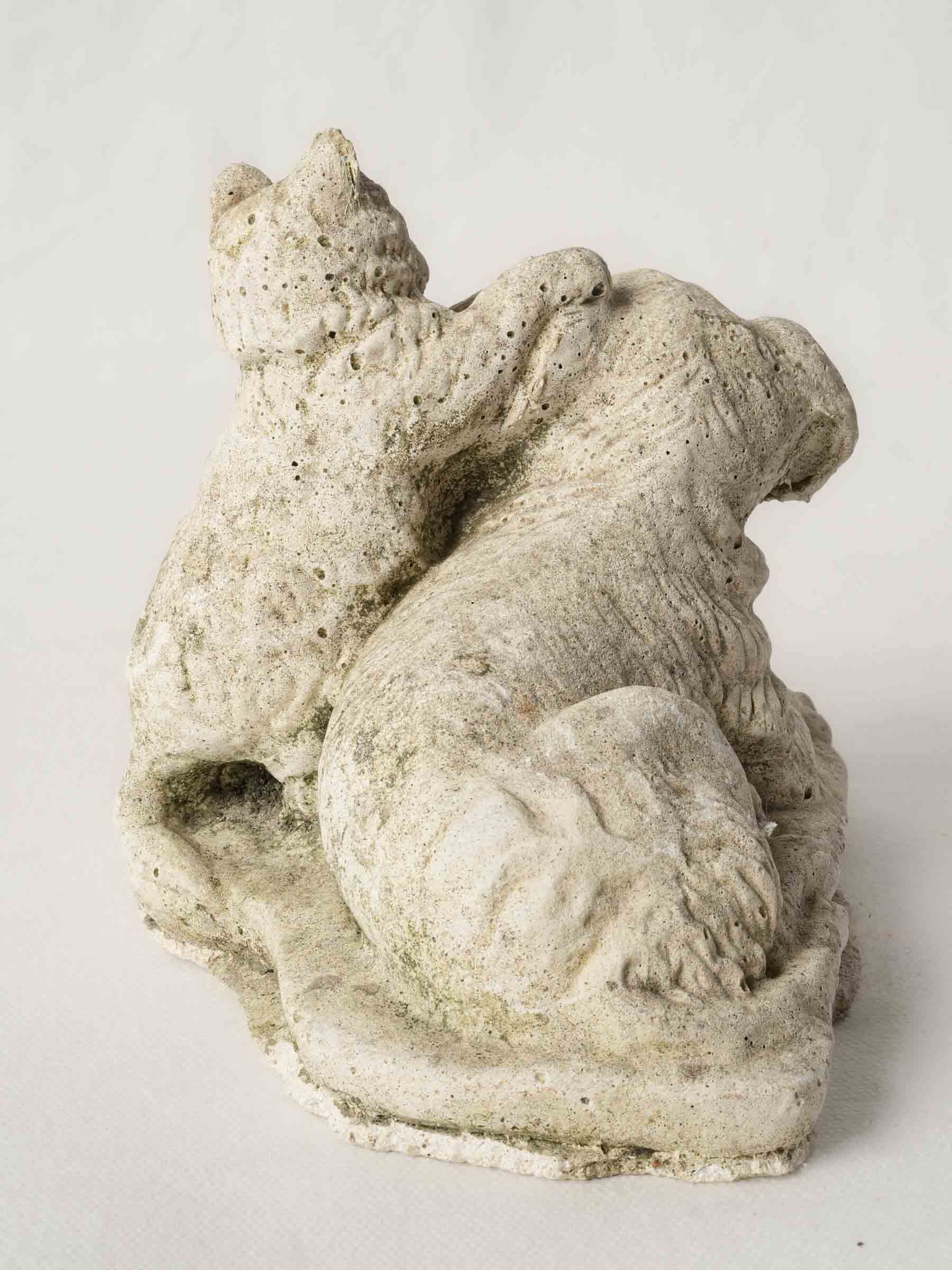 Petite French Cat and Dog Vintage Garden Ornament in Concrete - 6¼"